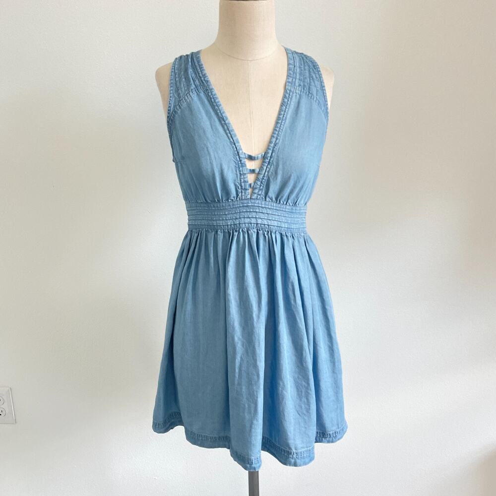 Abercrombie & Fitch Light Blue Denim-Style Mini Dress